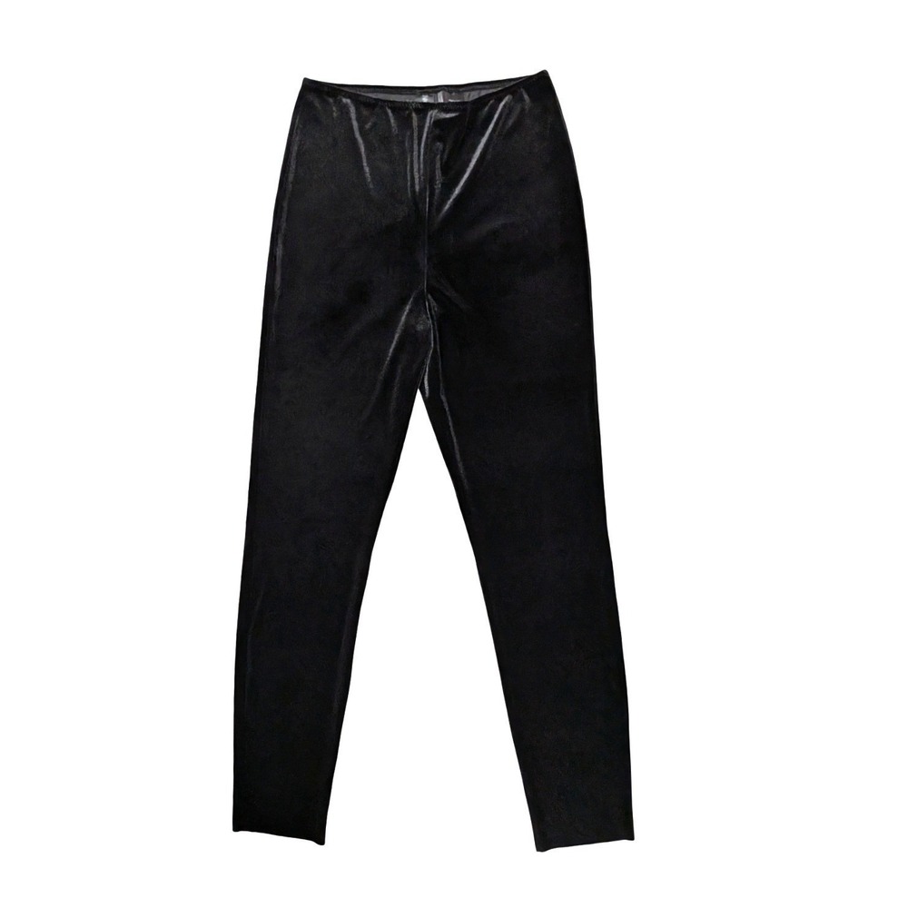 Norma Kamali Black Velvet Straight Leg Pant Leggings High Rise‎ Size Velour M/34